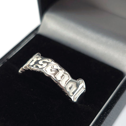 Arsenal FC Sterling Silver Text Ring - T