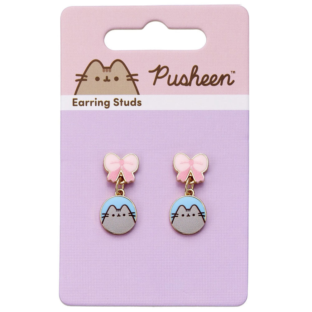 Pusheen Gold Plated Bow Drop Earrings