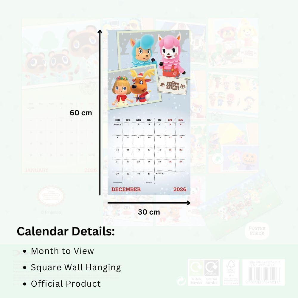 Animal Crossing Square Calendar 2026