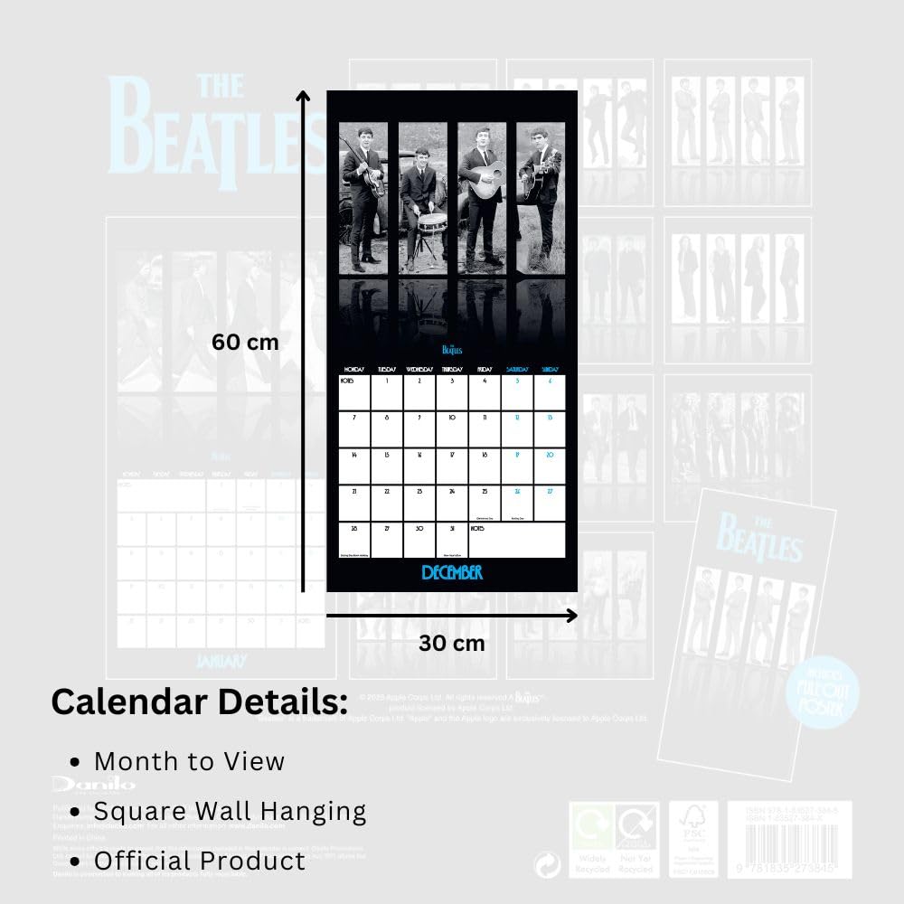 The Beatles Square Calendar 2026