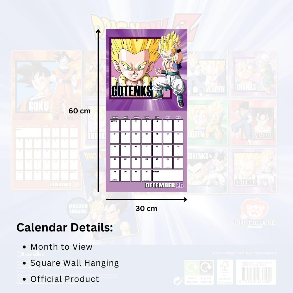 Dragon Ball Z Square Calendar 2026