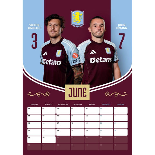 Aston Villa FC A3 Calendar 2026