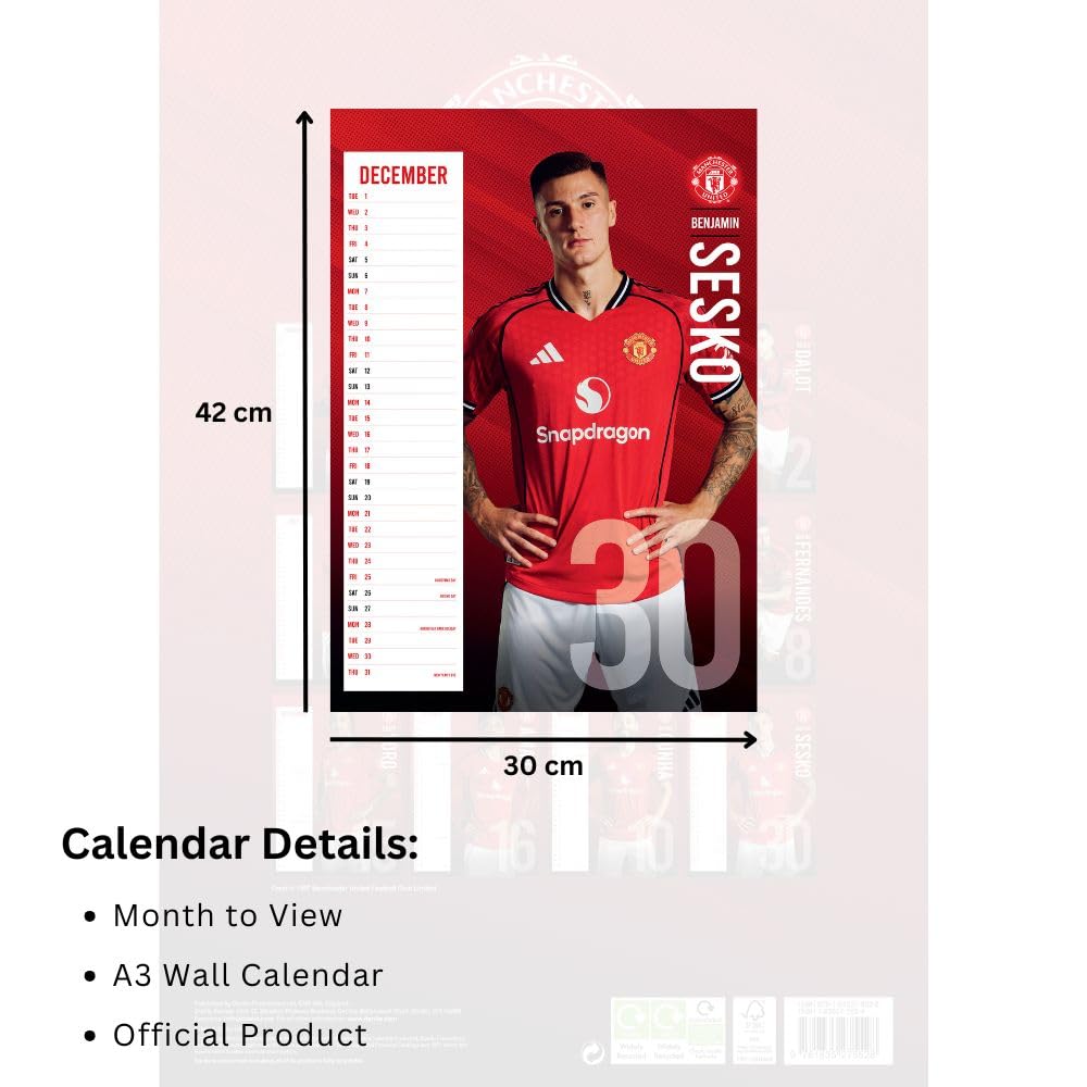 Manchester United FC A3 Calendar 2026