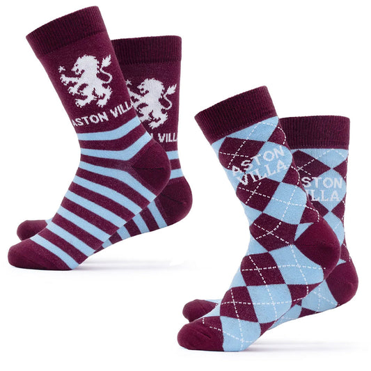 Aston Villa FC Twin Pack Dress Socks 7-11