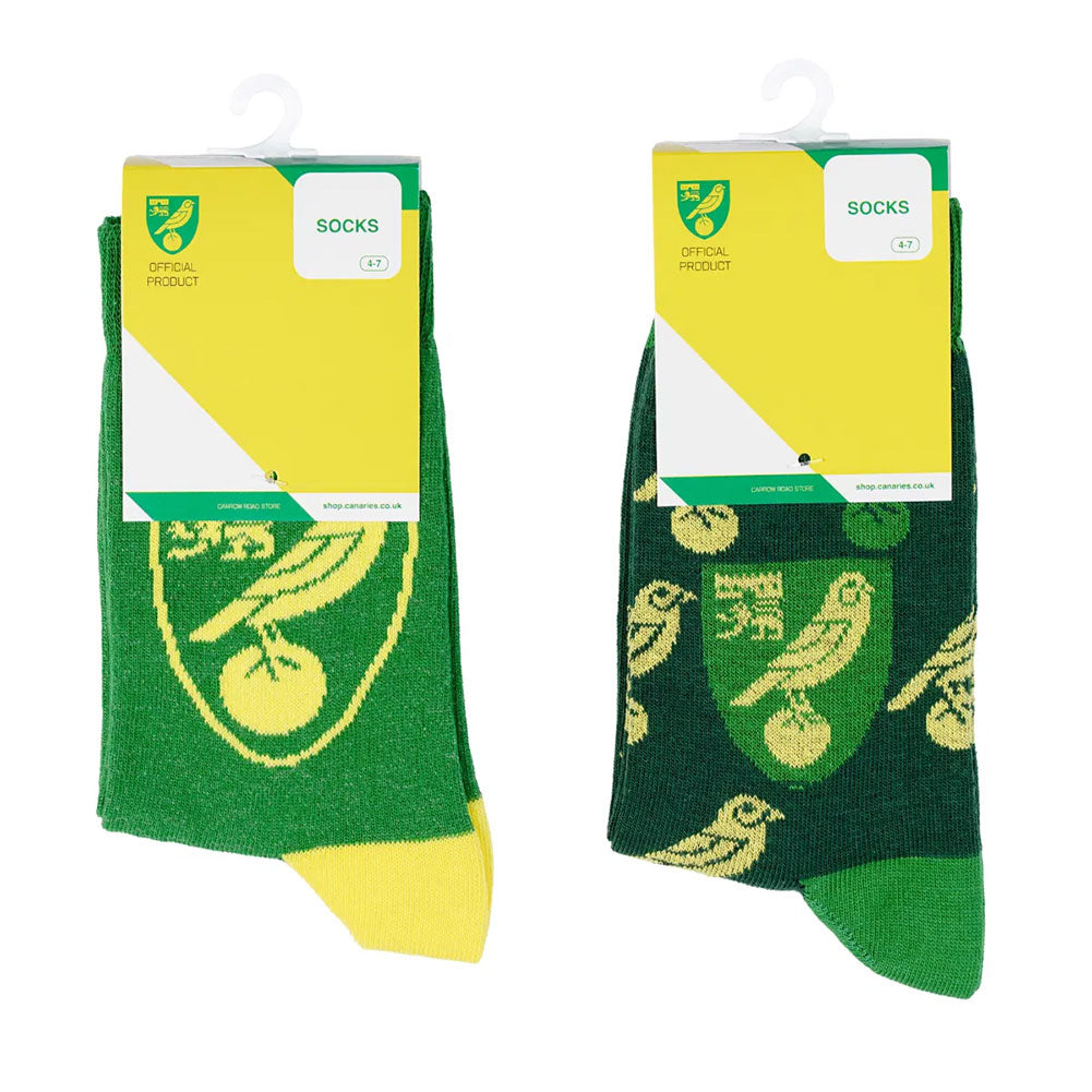 Norwich City FC Twin Pack Dress Socks 7-11