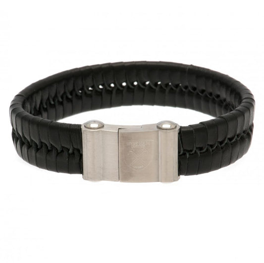 West Ham United FC Single Plait Leather Bracelet