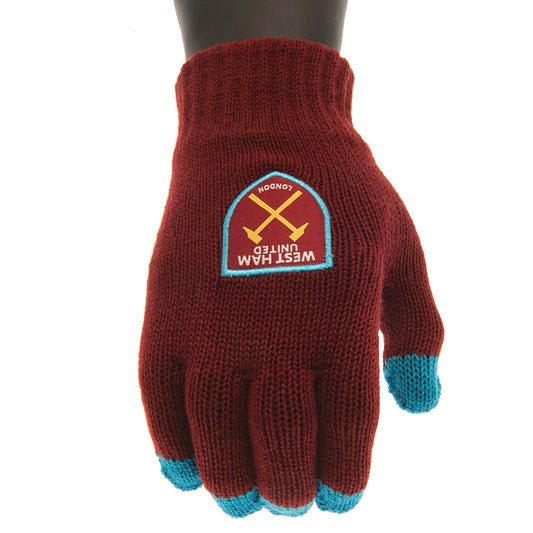 West Ham United FC Touchscreen Knitted Gloves Adults