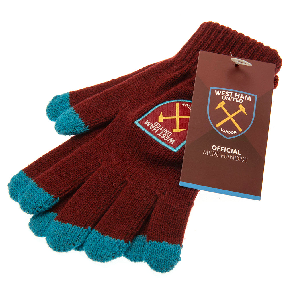 West Ham United FC Touchscreen Knitted Gloves Adults
