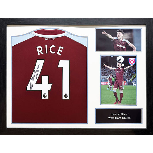 West Ham United FC Rice Signed Shirt (Framed)