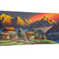 Majestic Nepal: Serene Mountain Vista and Charming Rural Life Unveiled (Original Handmade Painting)