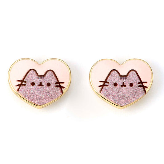 Pusheen 镀金心形耳环