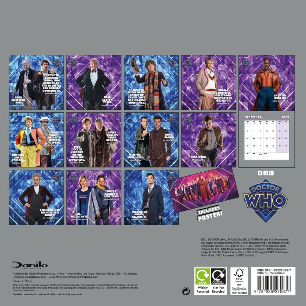 Doctor Who Classic Edition Square Calendar 2025