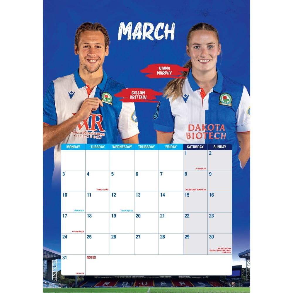 Blackburn Rovers FC A3 Calendar 2025