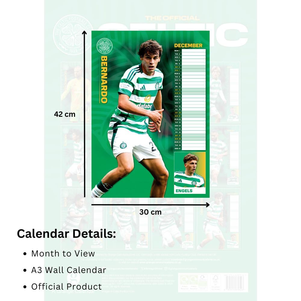 Celtic FC A3 Calendar 2025