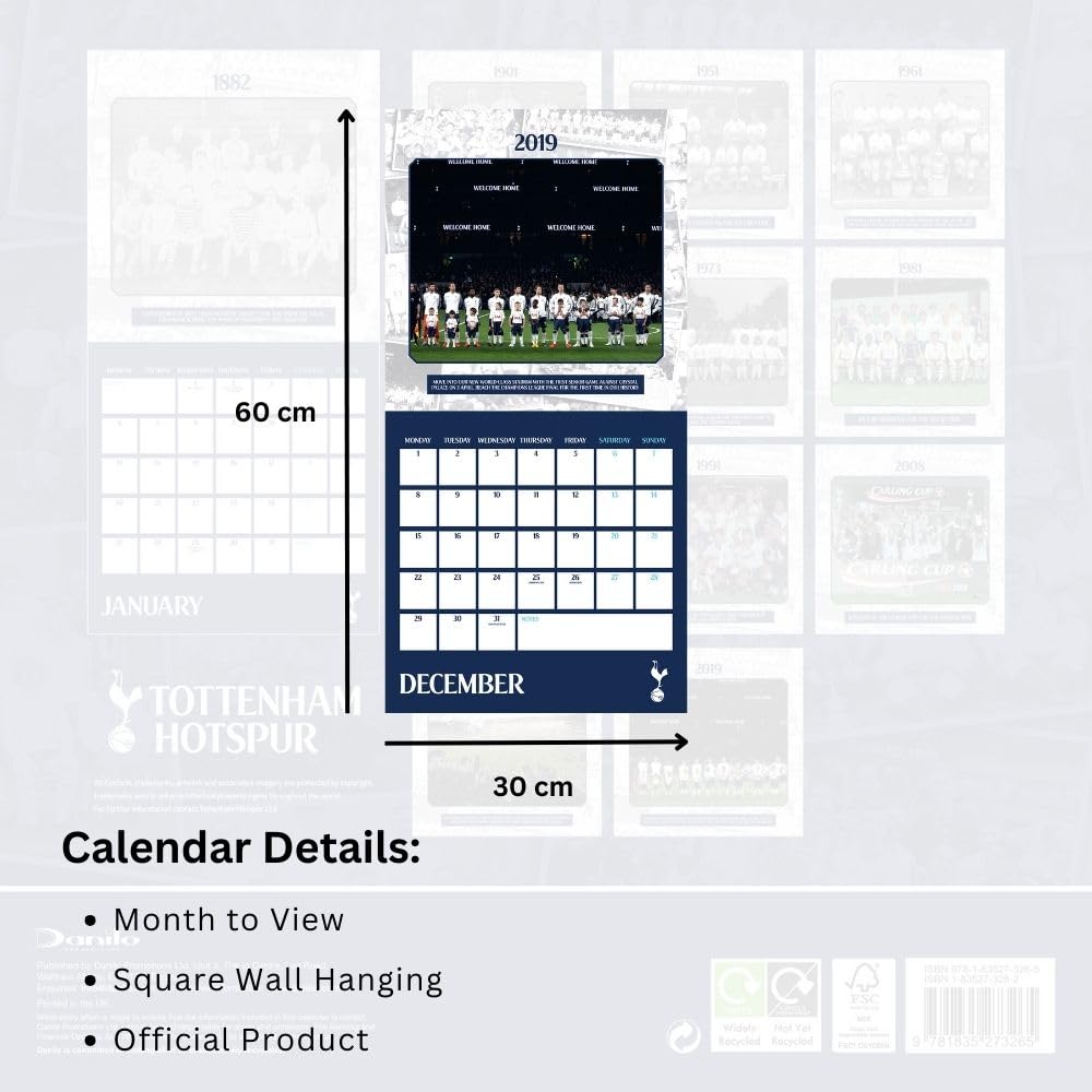 Tottenham Hotspur FC Legends Square Calendar 2025