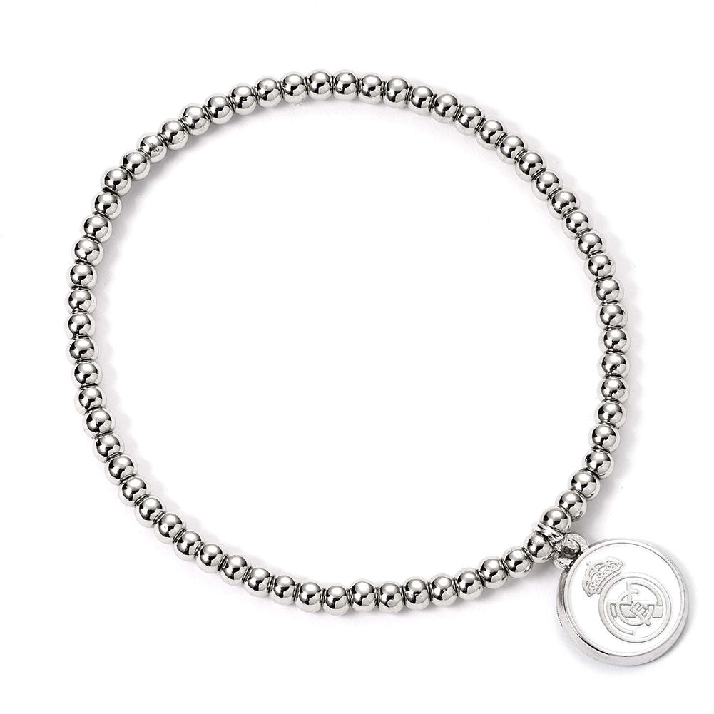 Real Madrid CF Silver Finish Bead Bracelet