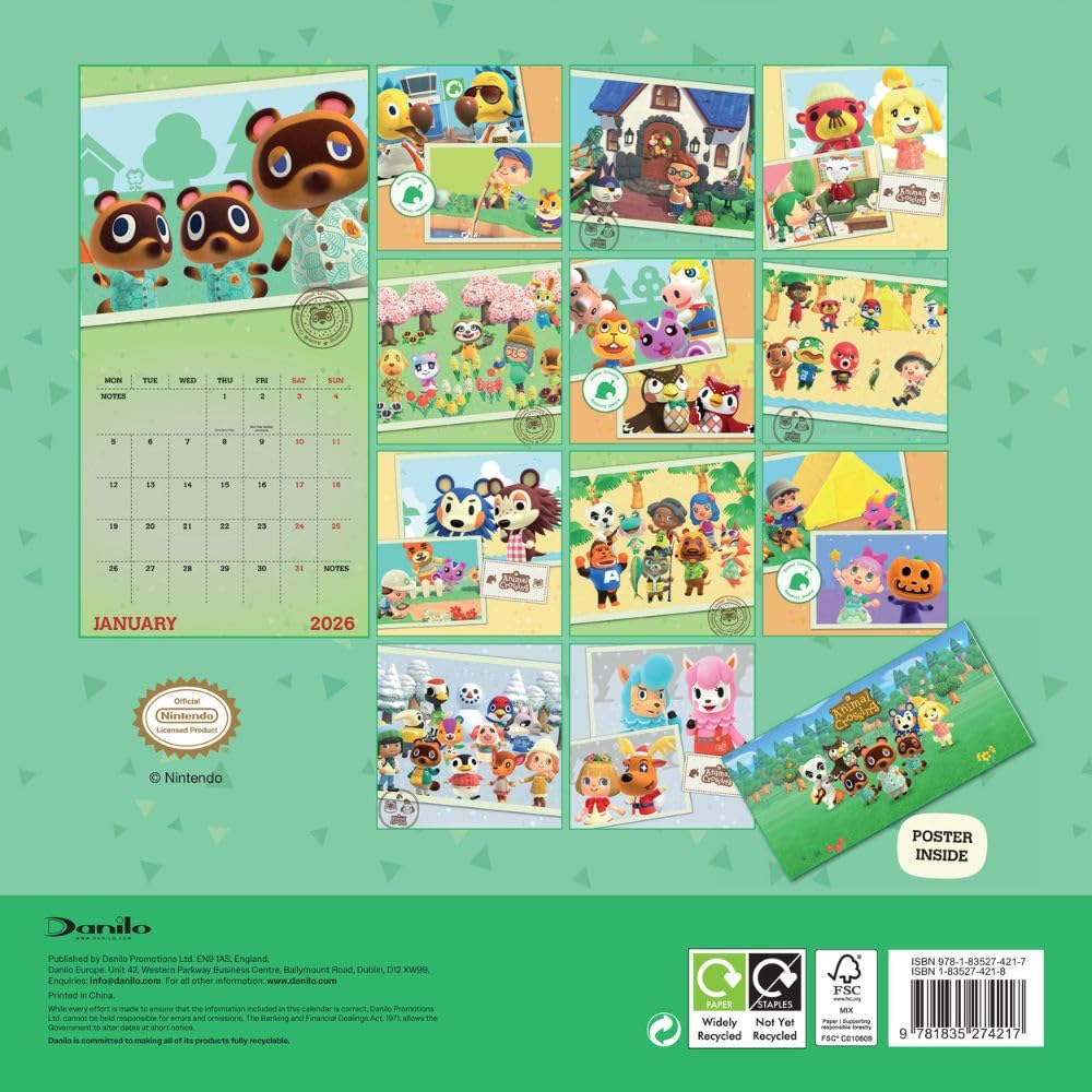 Animal Crossing Square Calendar 2026