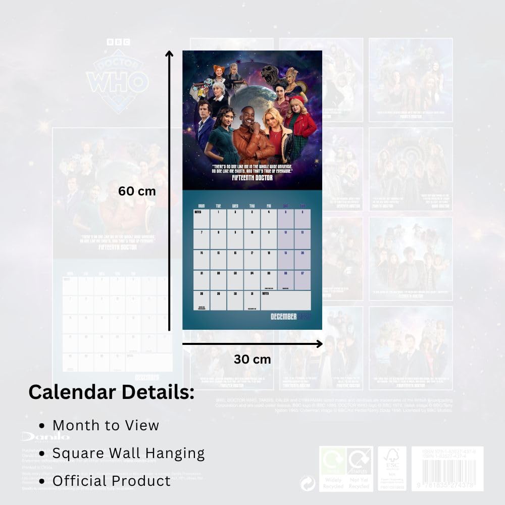 Doctor Who Classic Edition Square Calendar 2026