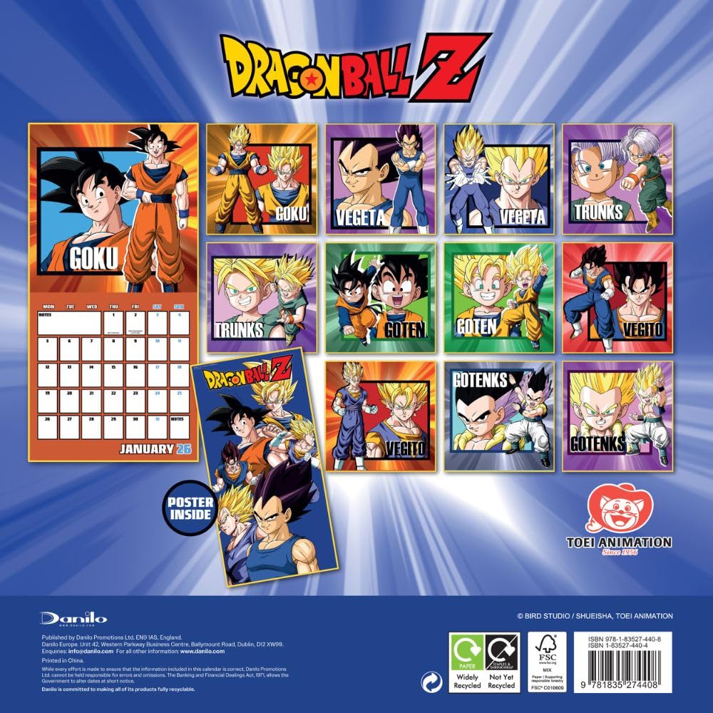 Dragon Ball Z Square Calendar 2026