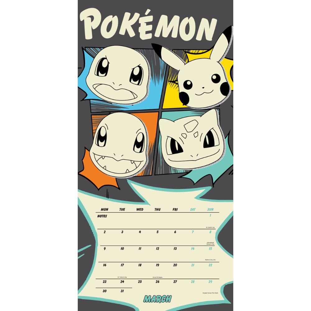 Pokemon Square Calendar 2026