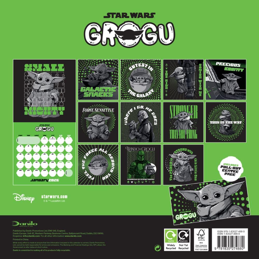Star Wars: The Mandalorian Grogu Square Calendar 2026