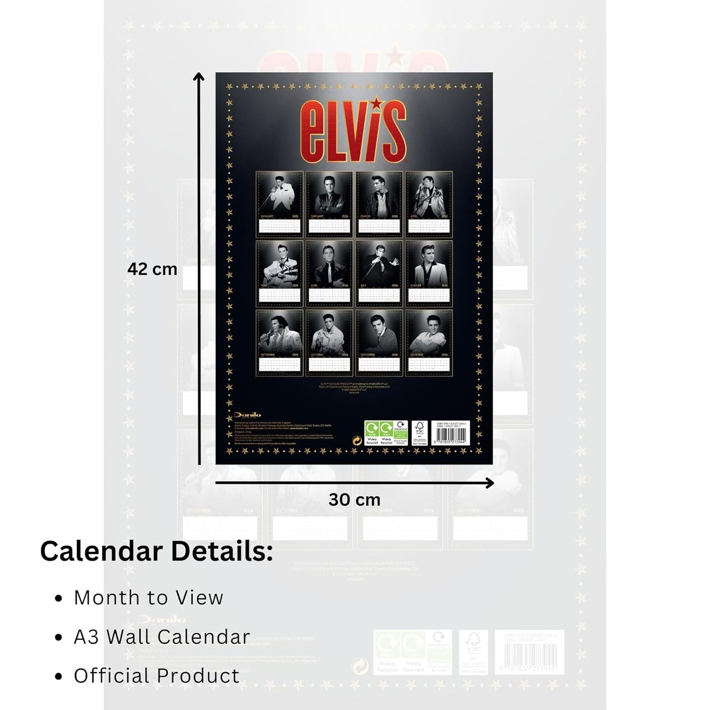 Elvis Presley A3 Calendar 2026