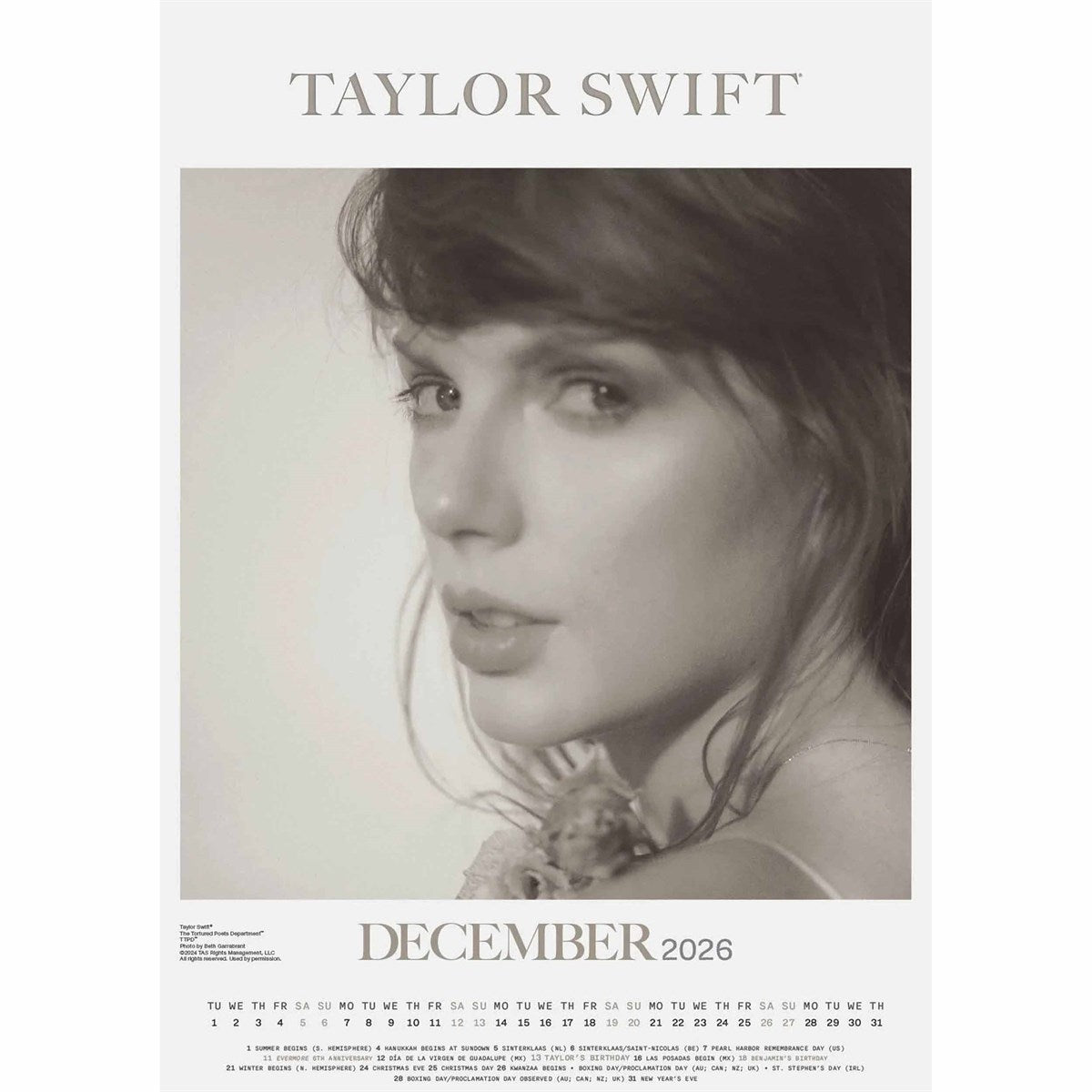 Taylor Swift A3 Calendar 2026