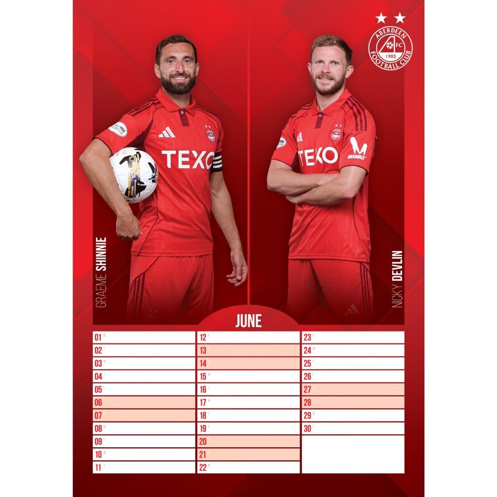 Aberdeen FC A3 Calendar 2026