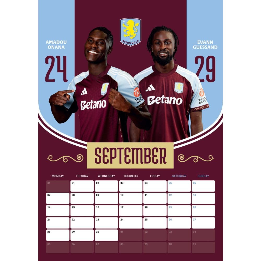 Aston Villa FC A3 Calendar 2026