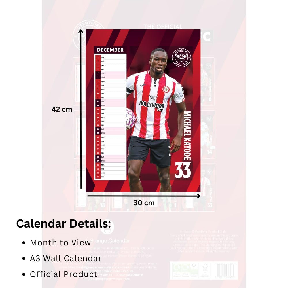Brentford FC A3 Calendar 2026
