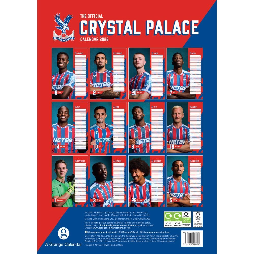 Crystal Palace FC A3 Calendar 2026