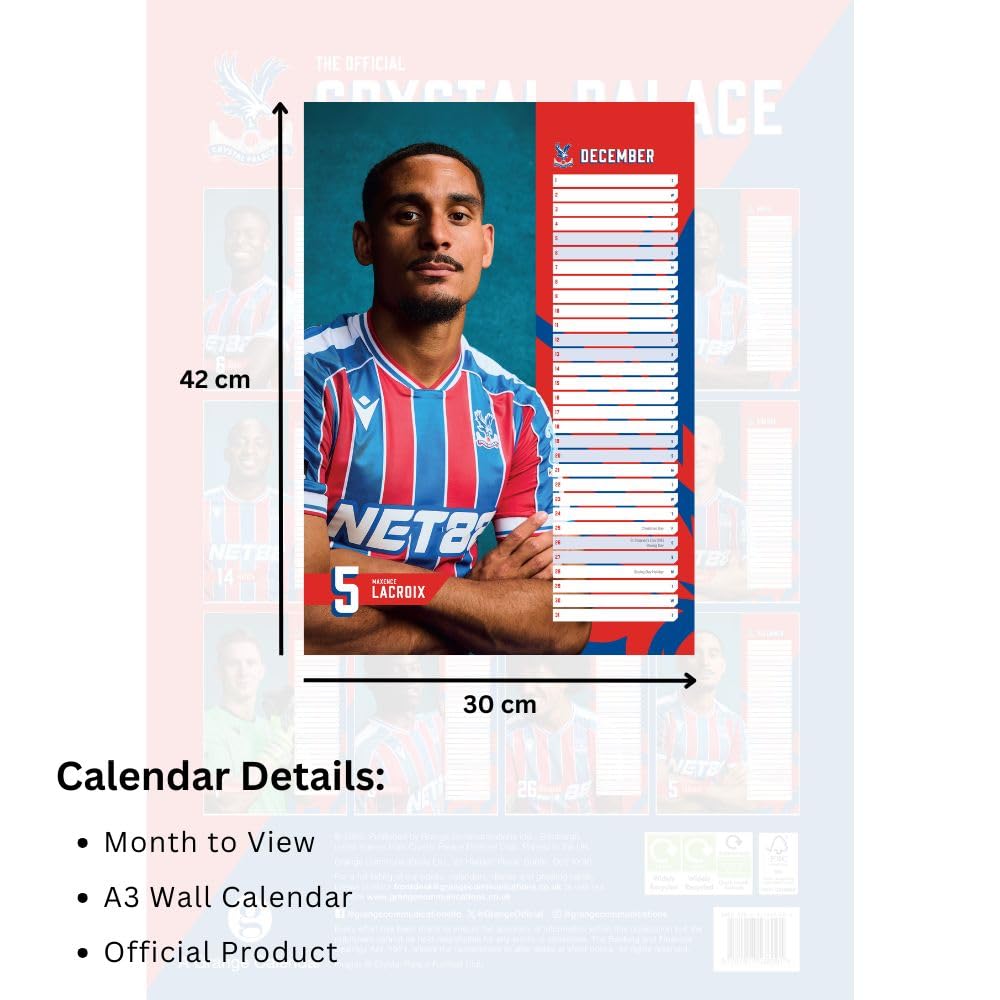 Crystal Palace FC A3 Calendar 2026