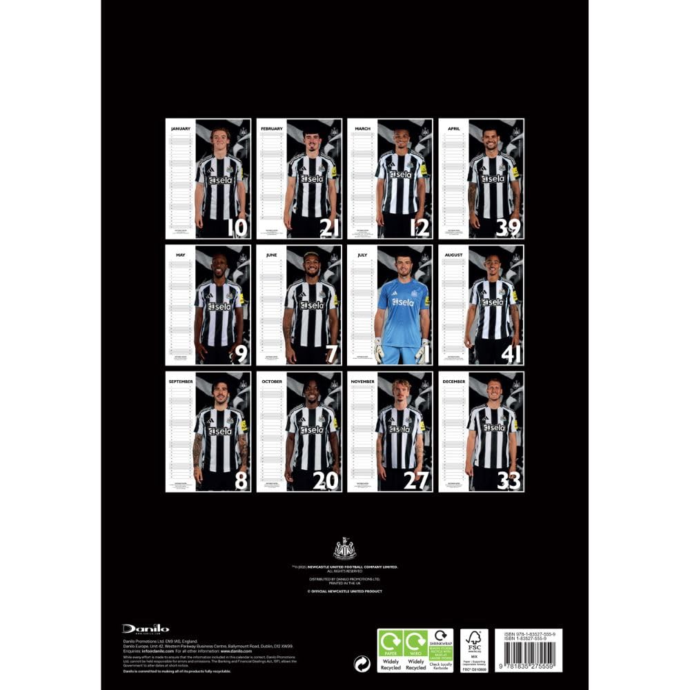 Newcastle United FC A3 Calendar 2026