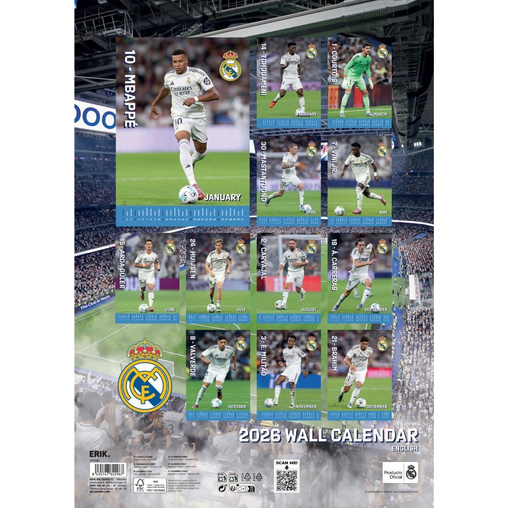 Real Madrid FC A3 Calendar 2026