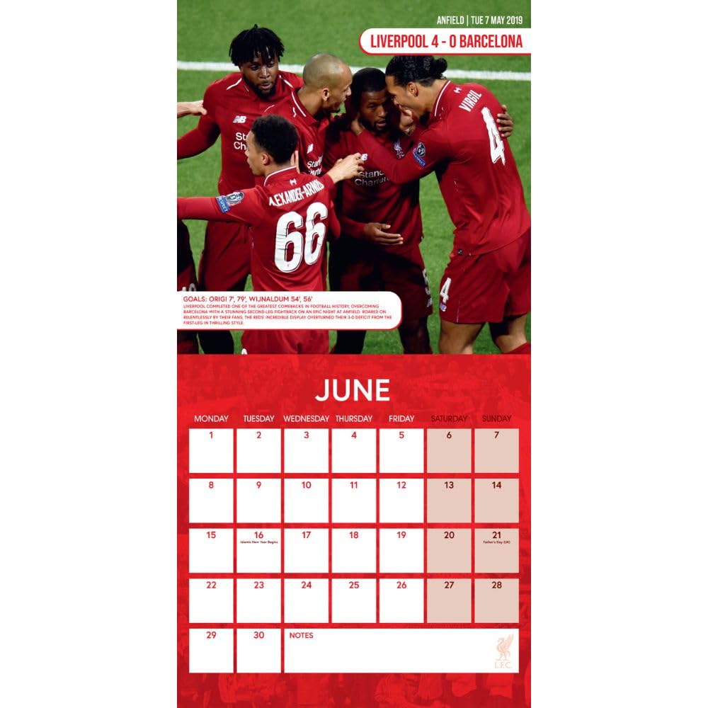 Liverpool FC Legends Square Calendar 2026