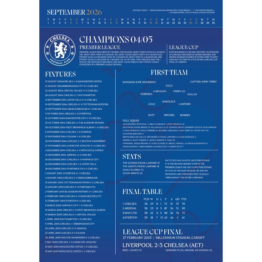 Chelsea FC Deluxe Calendar 2026
