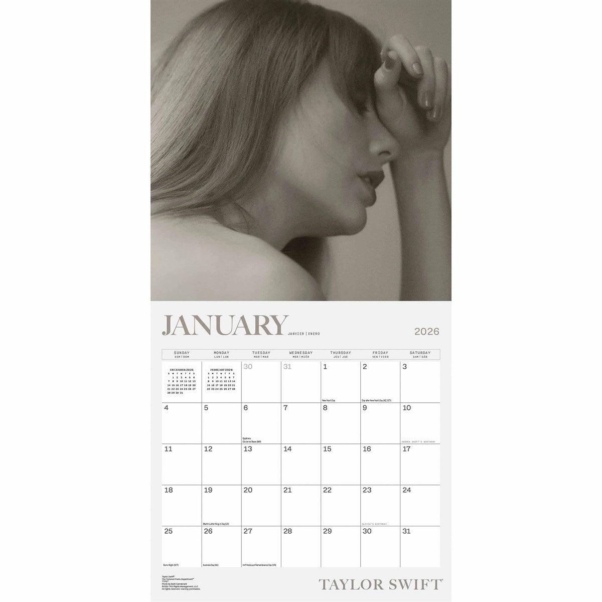 Taylor Swift Square Calendar 2026