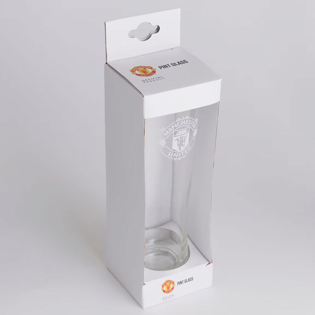 Manchester United FC Mono Crest Tall Beer Glass
