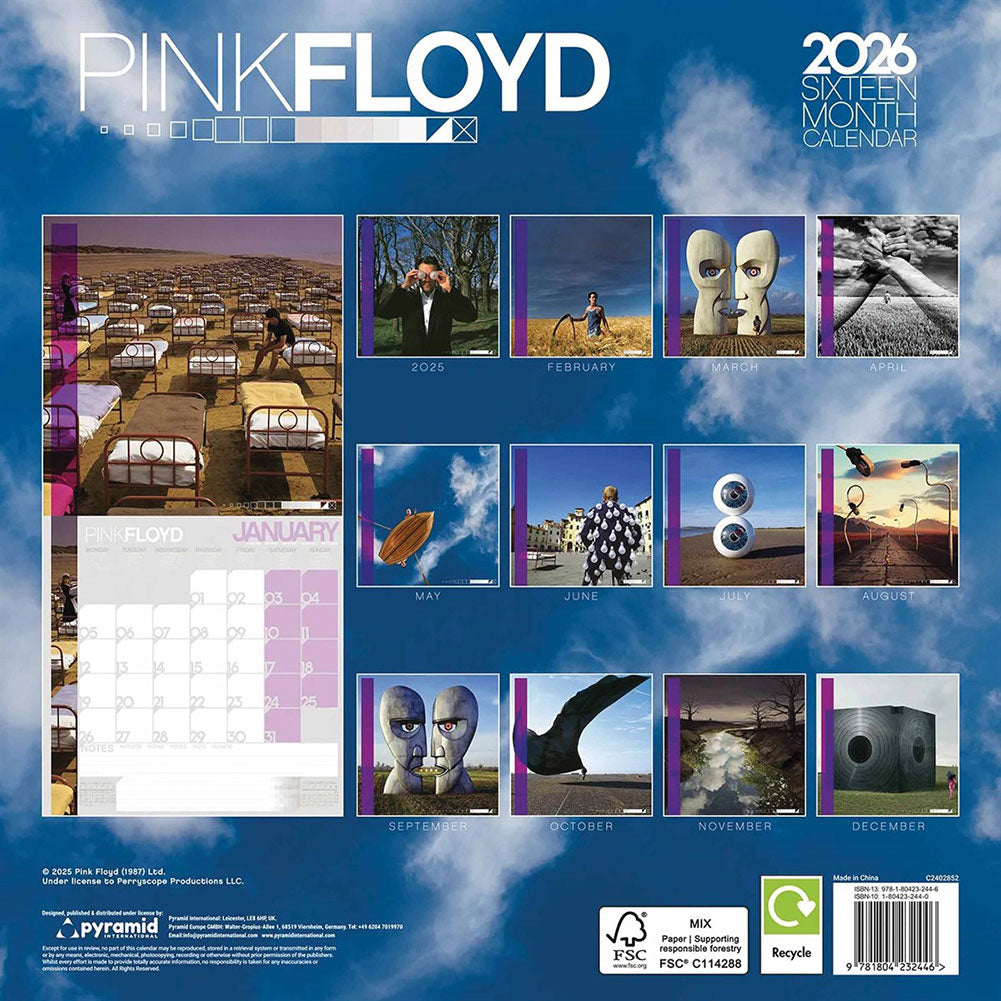 Pink Floyd Square Calendar 2026