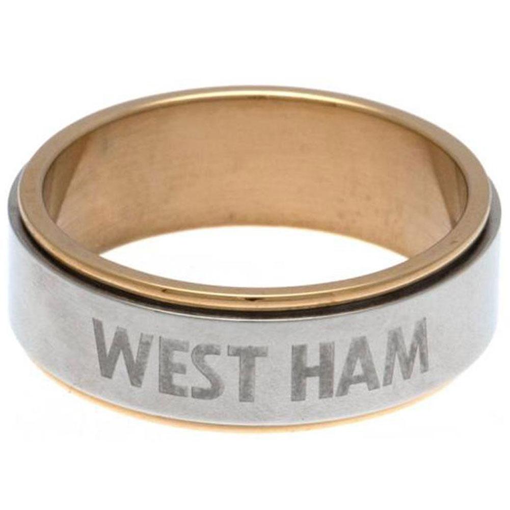 West Ham United FC Bi Colour Spinner Ring Small