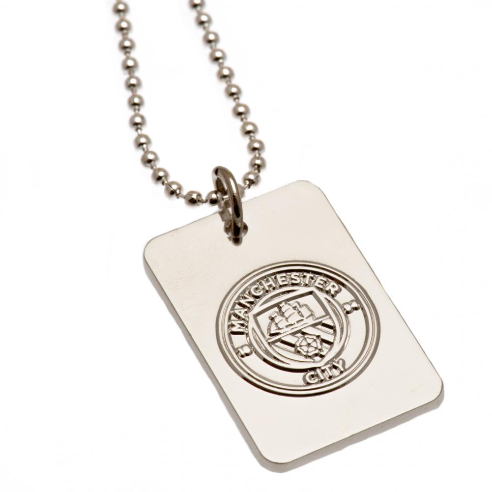 Manchester City FC Silver Plated Dog Tag & Chain