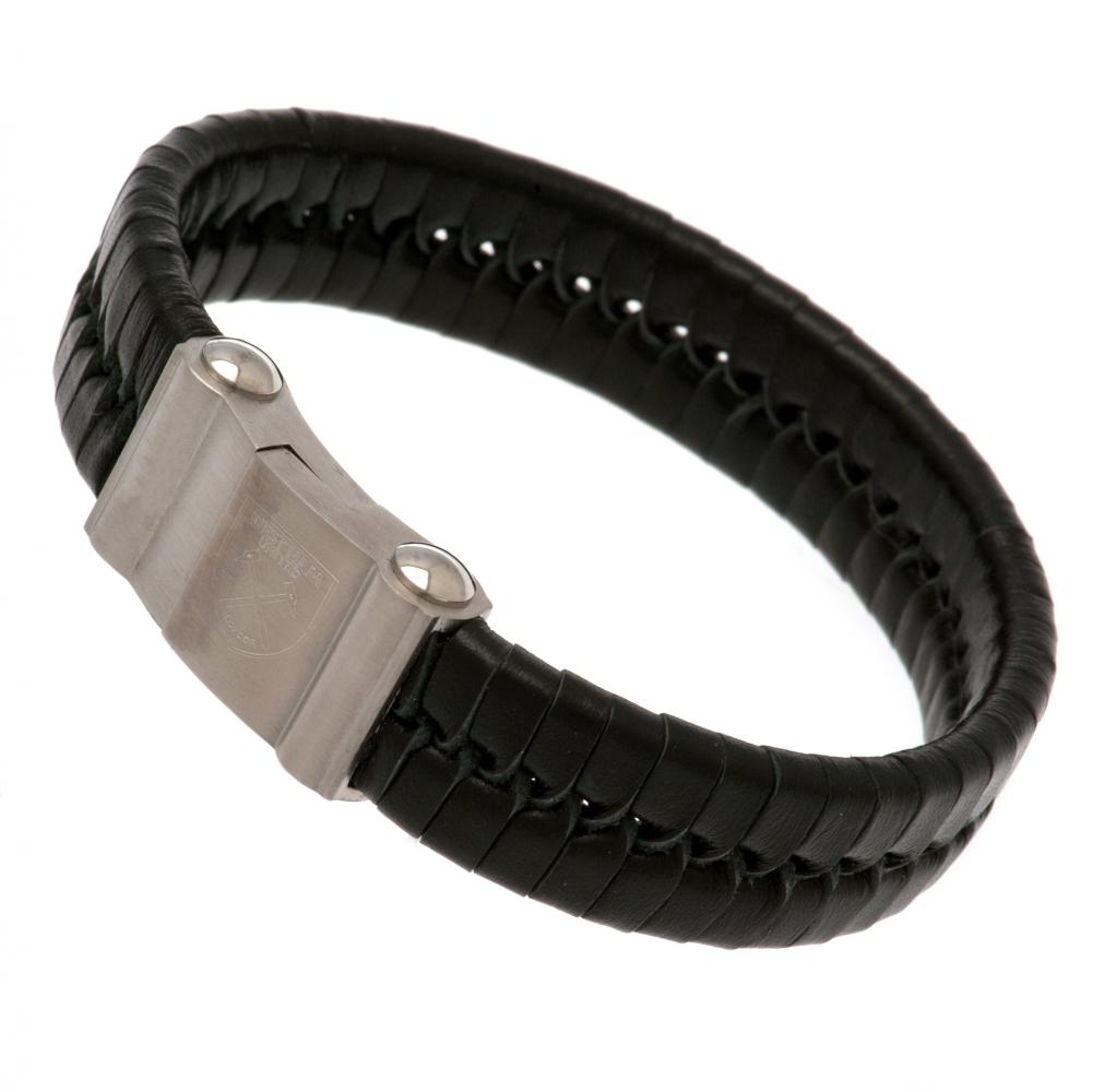 West Ham United FC Single Plait Leather Bracelet