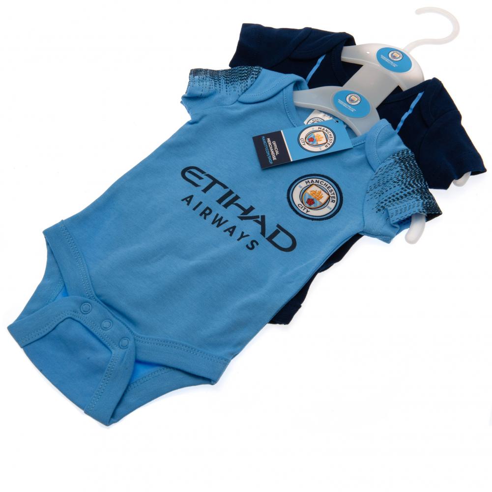 Manchester City FC 2 Pack Bodysuit 9-12 Mths NV