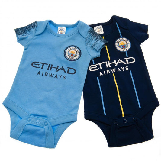 Manchester City FC 2 Pack Bodysuit 6-9 Mths NV