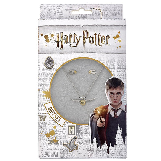 Harry Potter Silver Plated Necklace & Earrings Golden Snitch