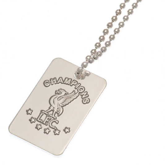 Liverpool FC Champions Of Europe Silver Plated Dog Tag & Chain