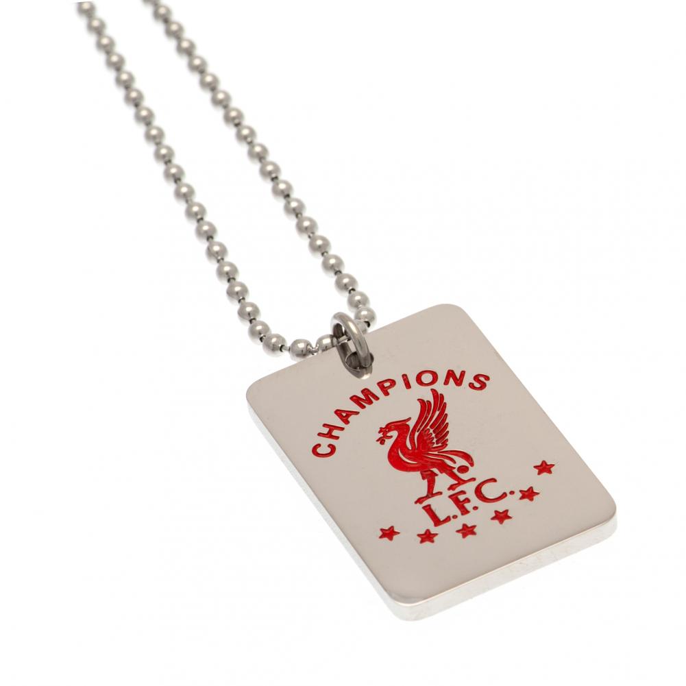Liverpool FC Champions Of Europe Colour Crest Dog Tag & Chain