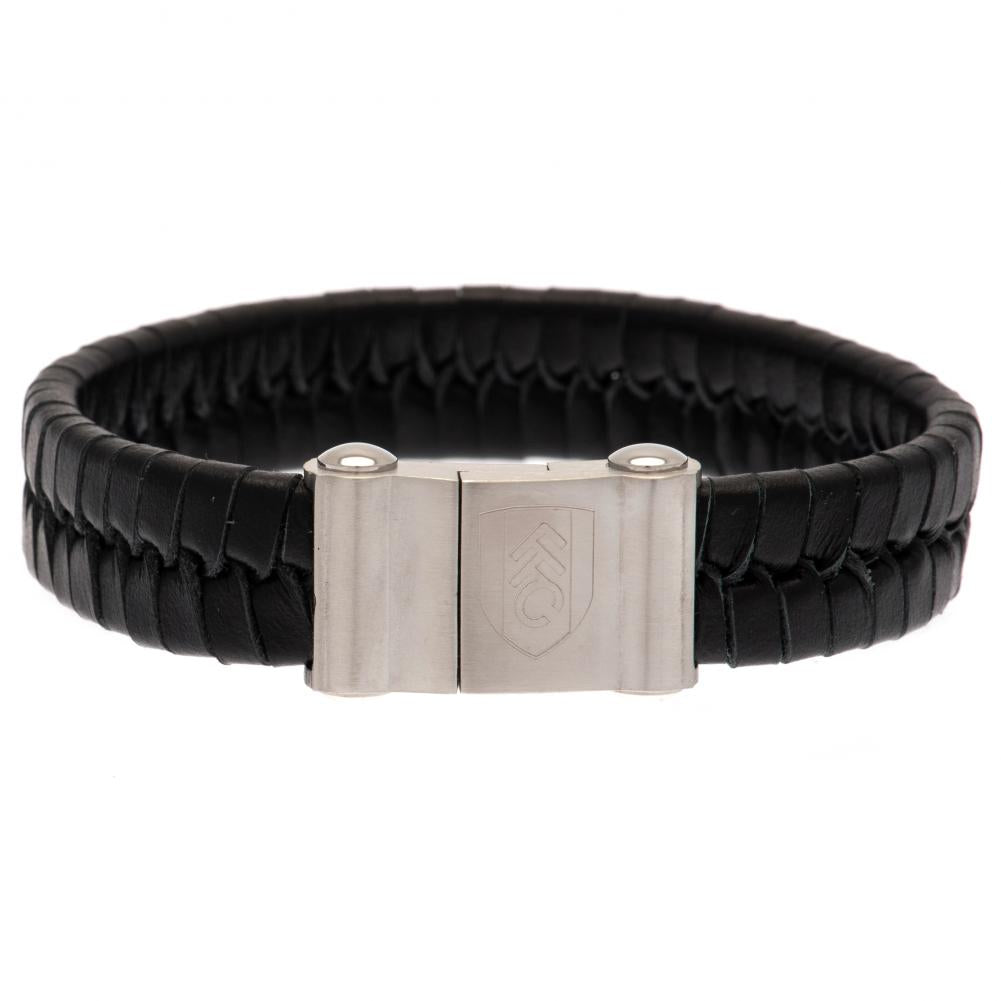 Fulham FC Single Plait Leather Bracelet