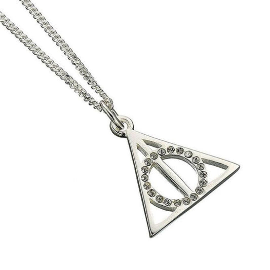 Harry Potter Sterling Silver Crystal Necklace Deathly Hallows