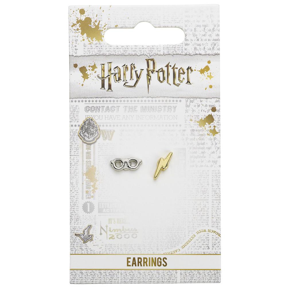 Harry Potter Silver Plated Earrings Lightning Bolt & Glasses